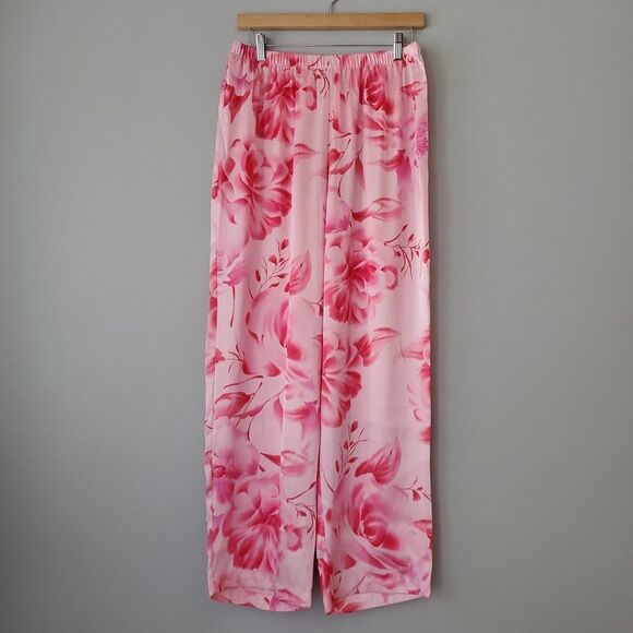 Inner Most Pink Floral 2-Piece Vintage Lightweight Satin Pajamas Womens Medium - Picture 3 of 11